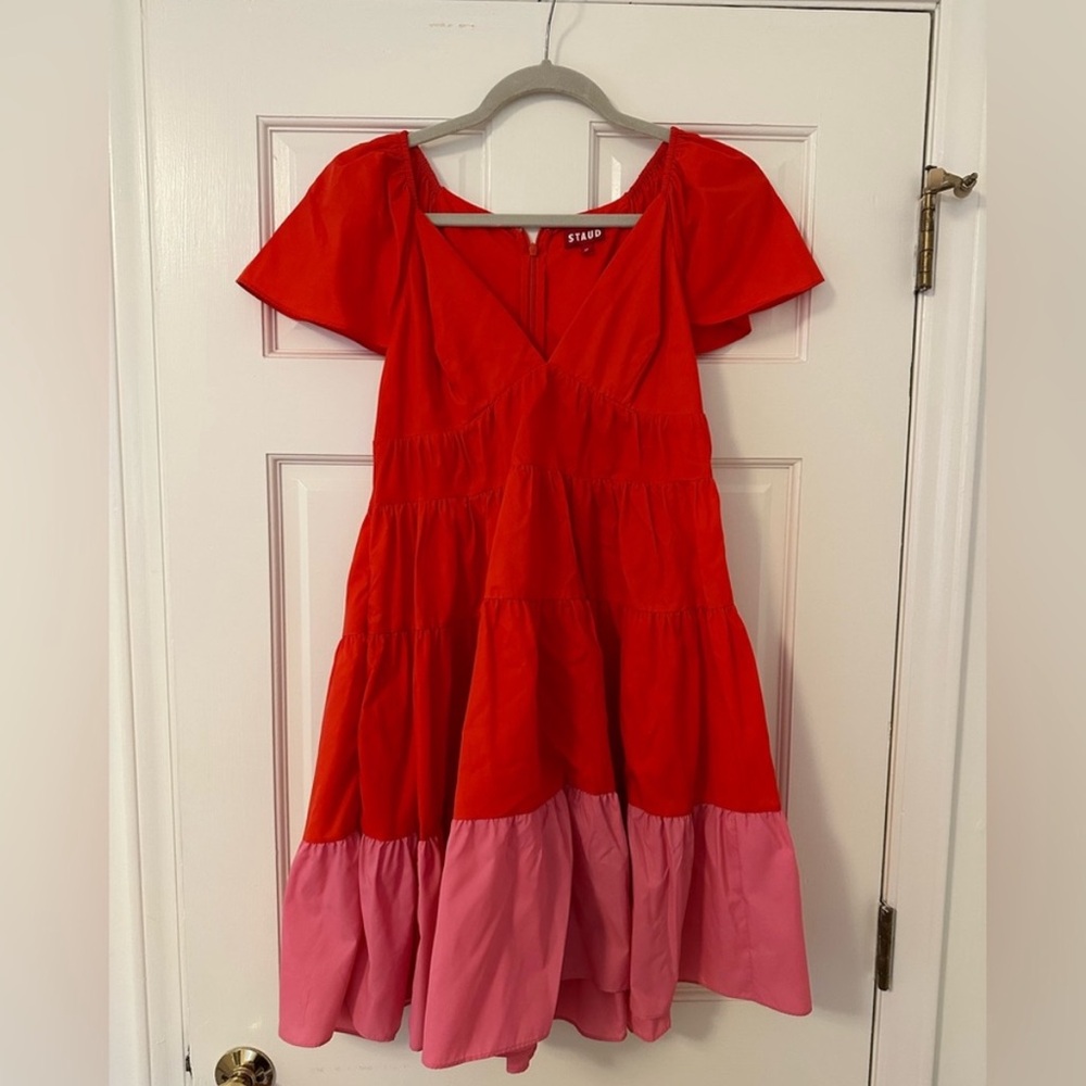 STAUD Red/Pink Corsica Mini Dress - Picture 4 of 6